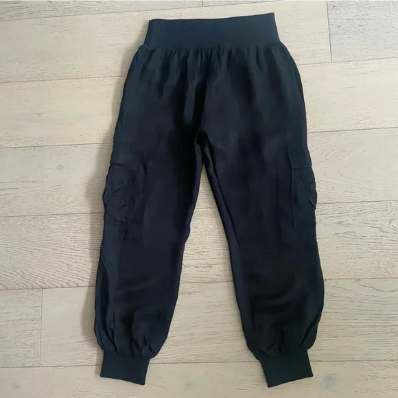 CINQ A SEPT Giles Cargo Pants Medium Black Cupro Elasticized Waist EUC - Picture 3 of 10